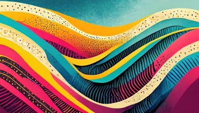 Abstract Wavy Layers With Colorful Textured Patterns