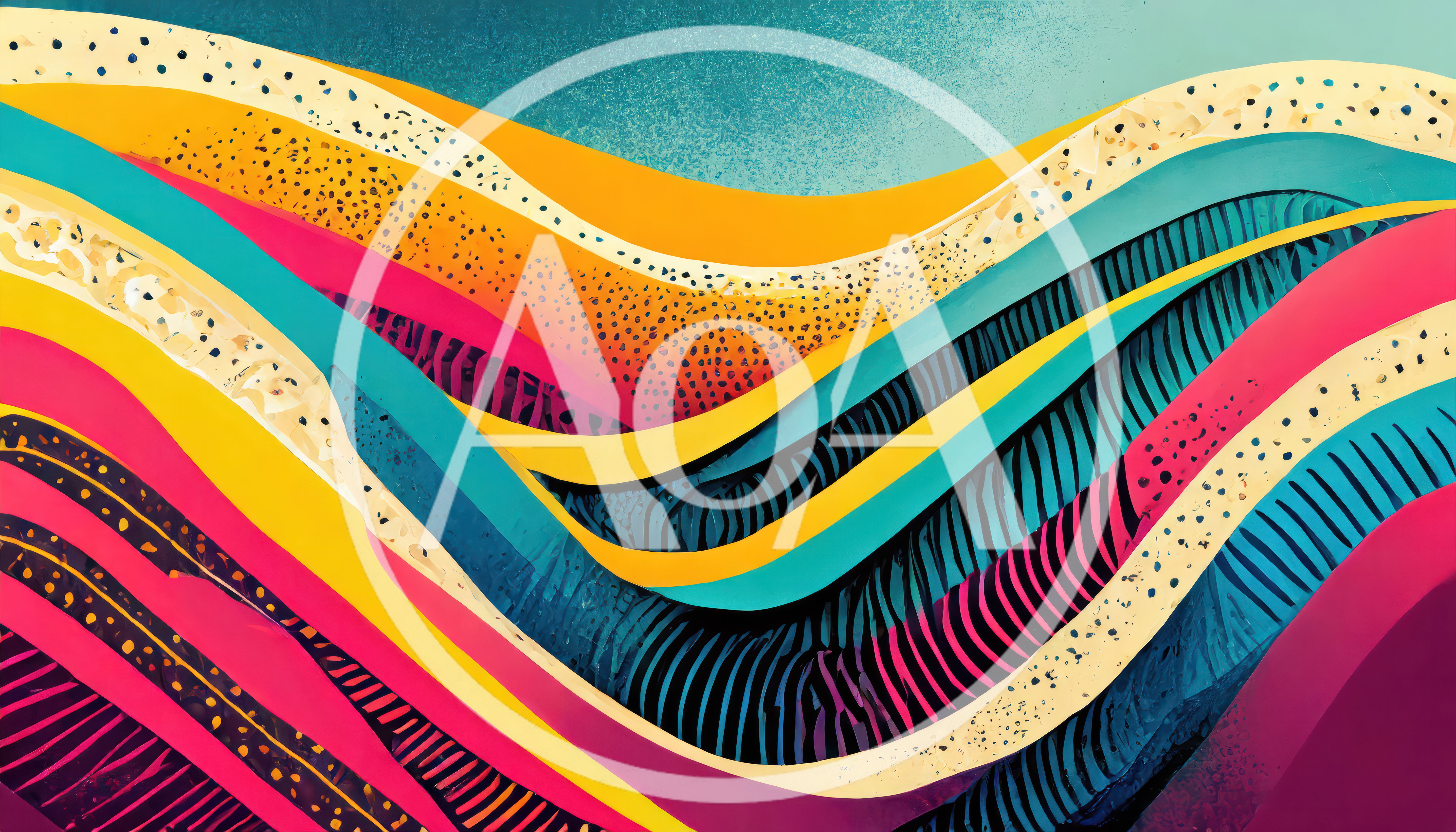 Abstract Wavy Layers With Colorful Textured Patterns