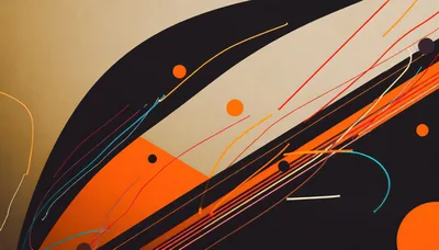 Abstract Geometric Composition With Orange And Black Shapes