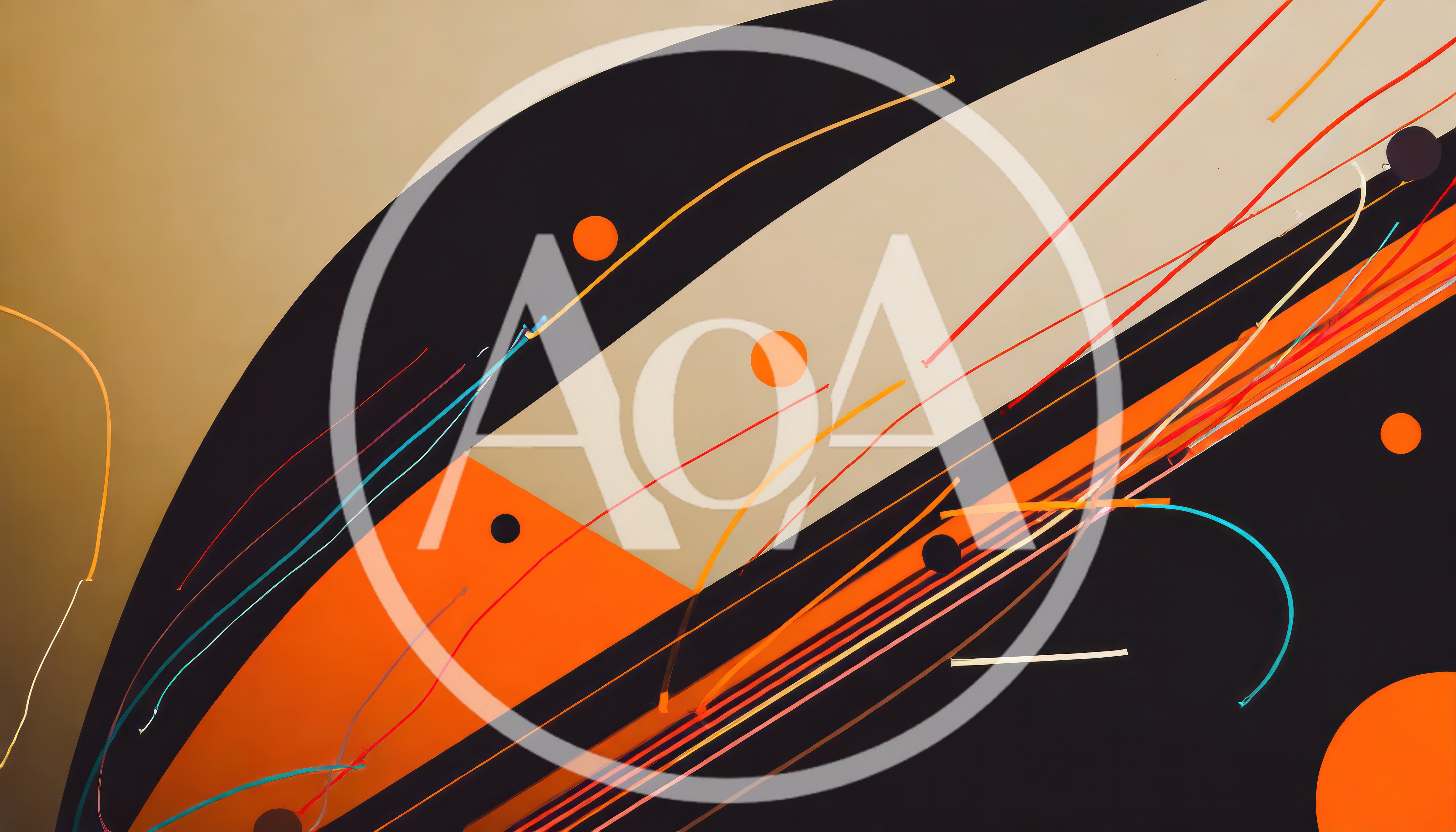 Abstract Geometric Composition With Orange And Black Shapes