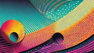 Abstract Digital Art With Vibrant Geometric Waves And Circles