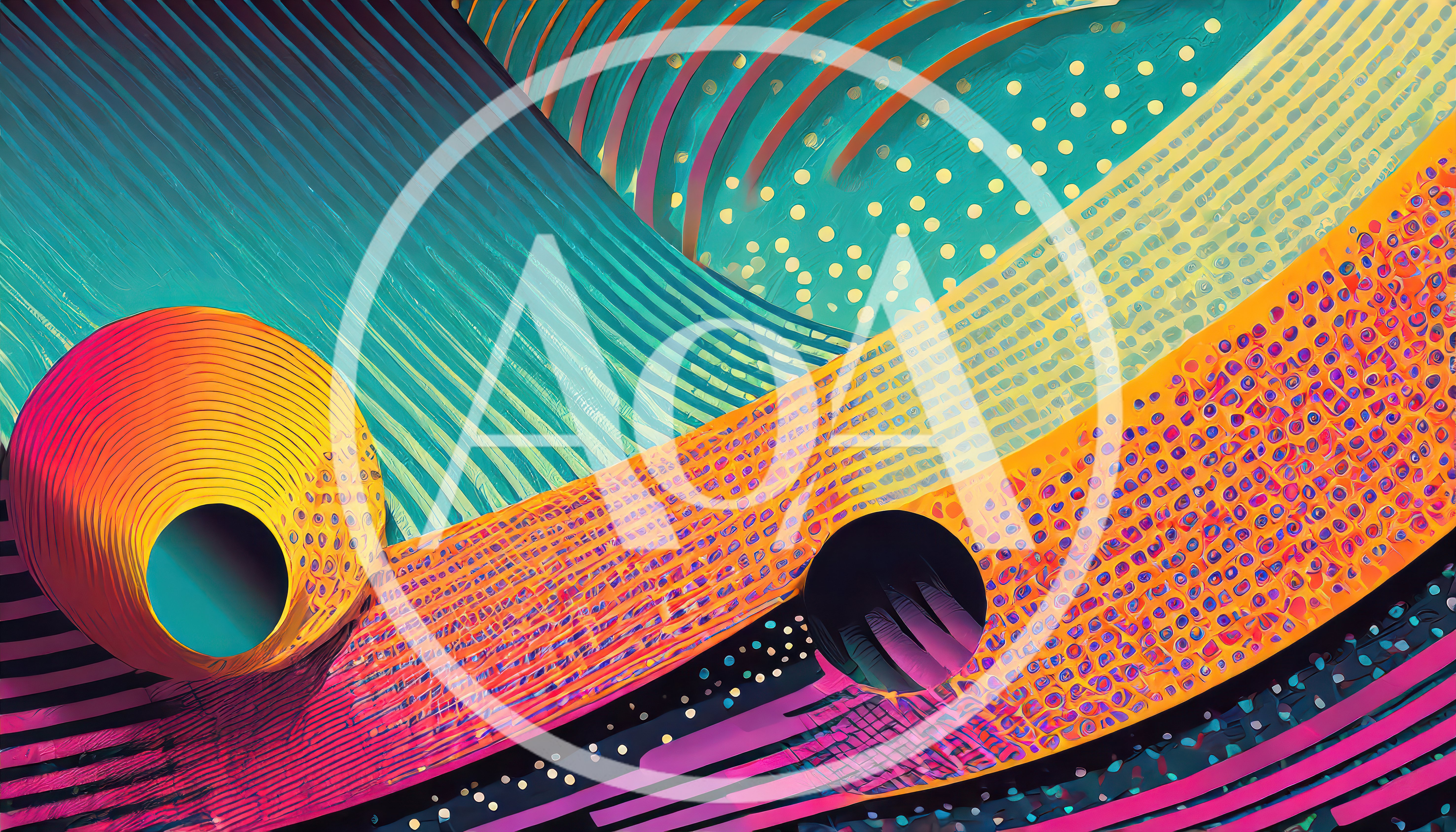 Abstract Digital Art With Vibrant Geometric Waves And Circles