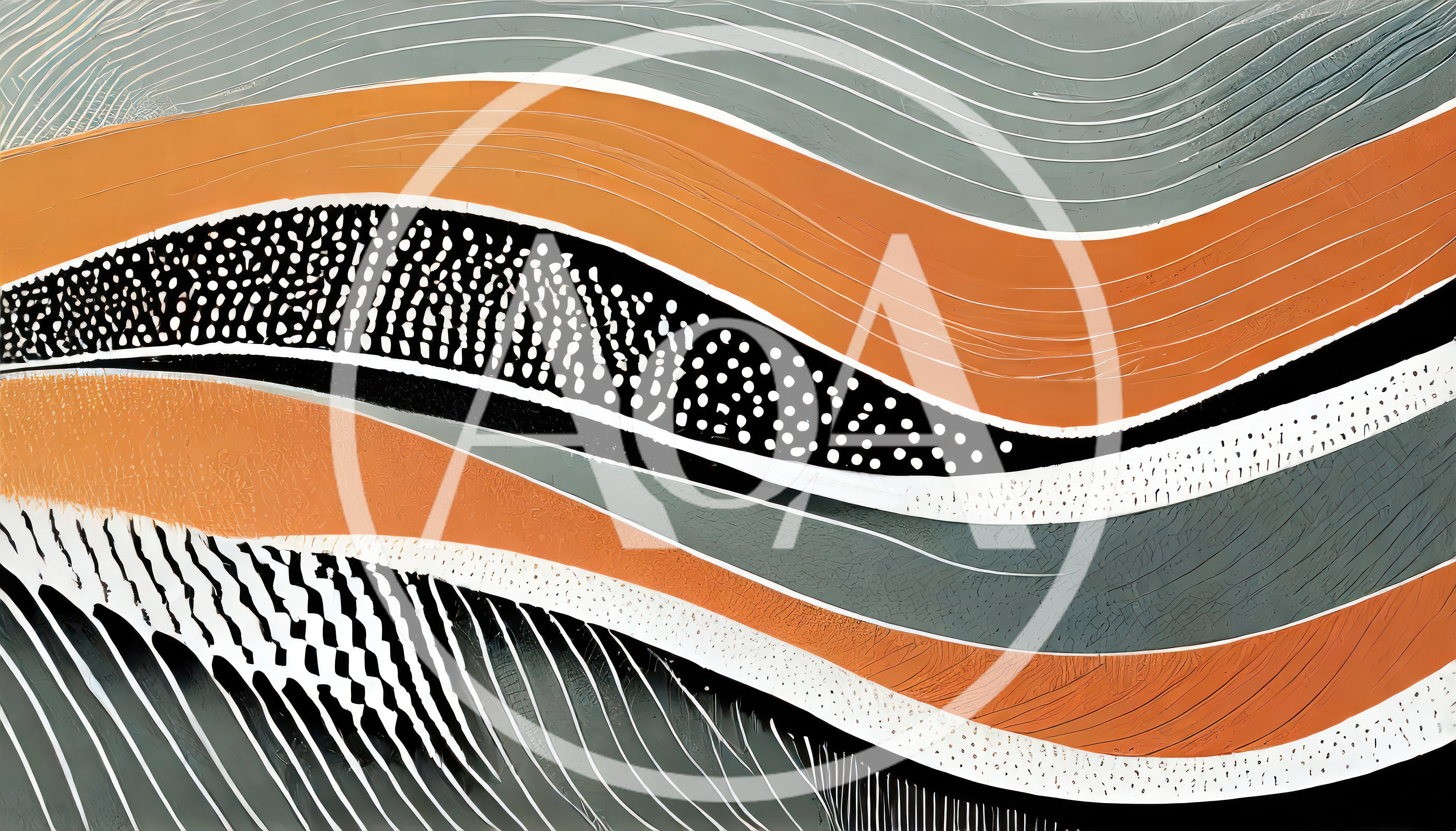 Abstract Wavy Pattern With Textured Lines And Dots