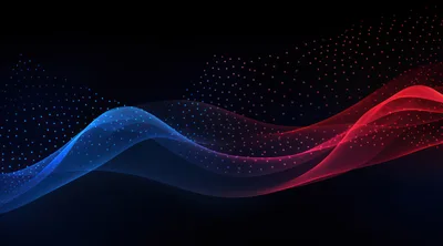 Abstract Digital Wave Background With Red And Blue Particles
