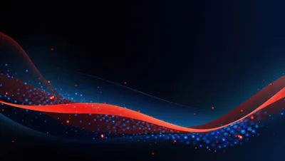 Abstract Digital Background With Glowing Red Waves And Particles
