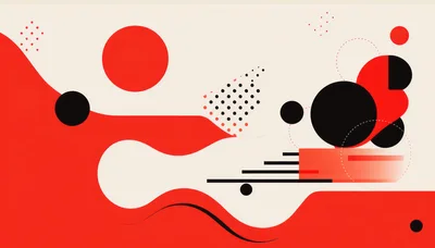 Abstract Geometric Composition With Red And Black Shapes