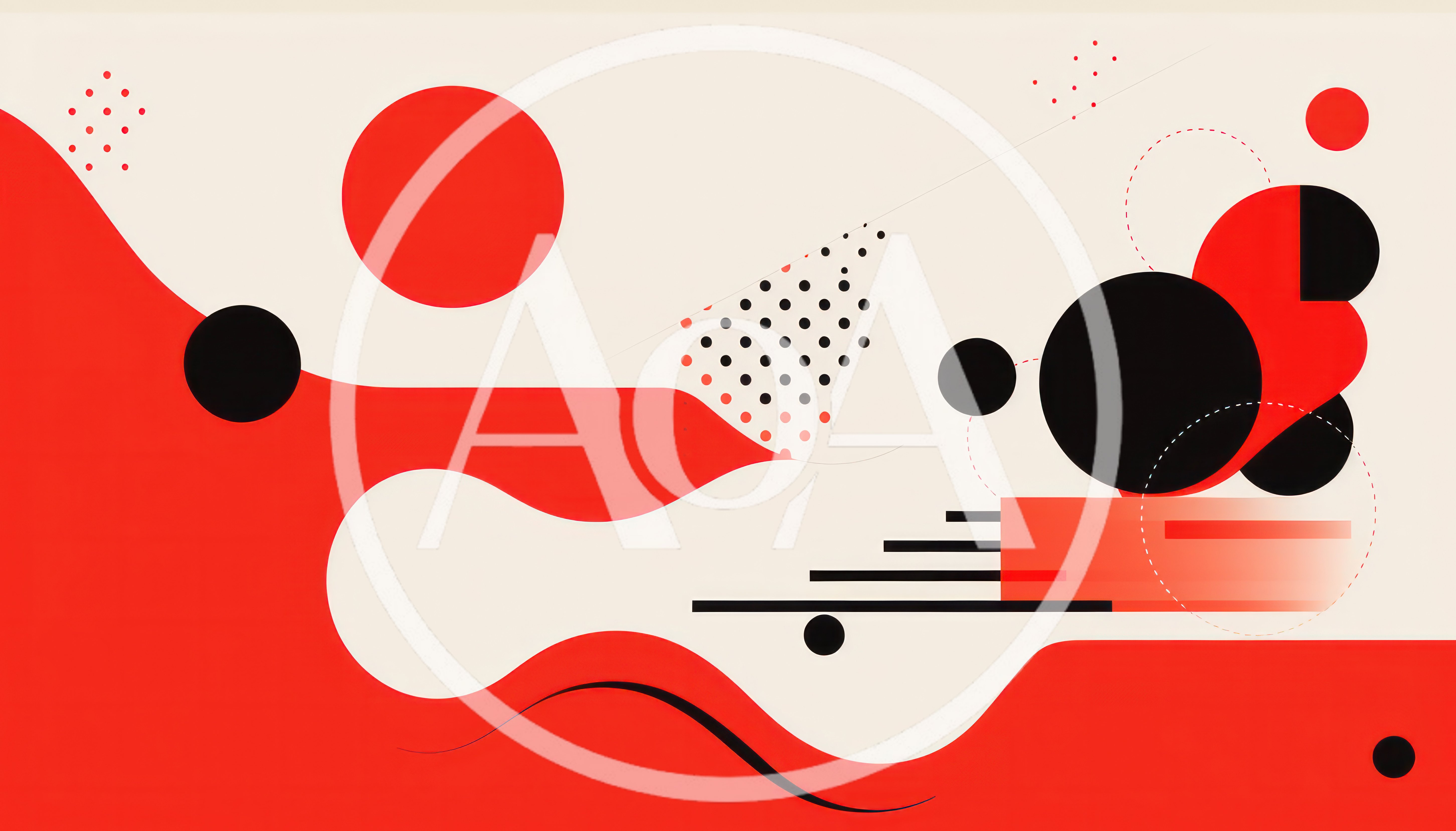 Abstract Geometric Composition With Red And Black Shapes