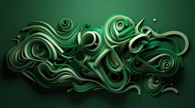 Abstract Green Paper Quilling Swirls Background
