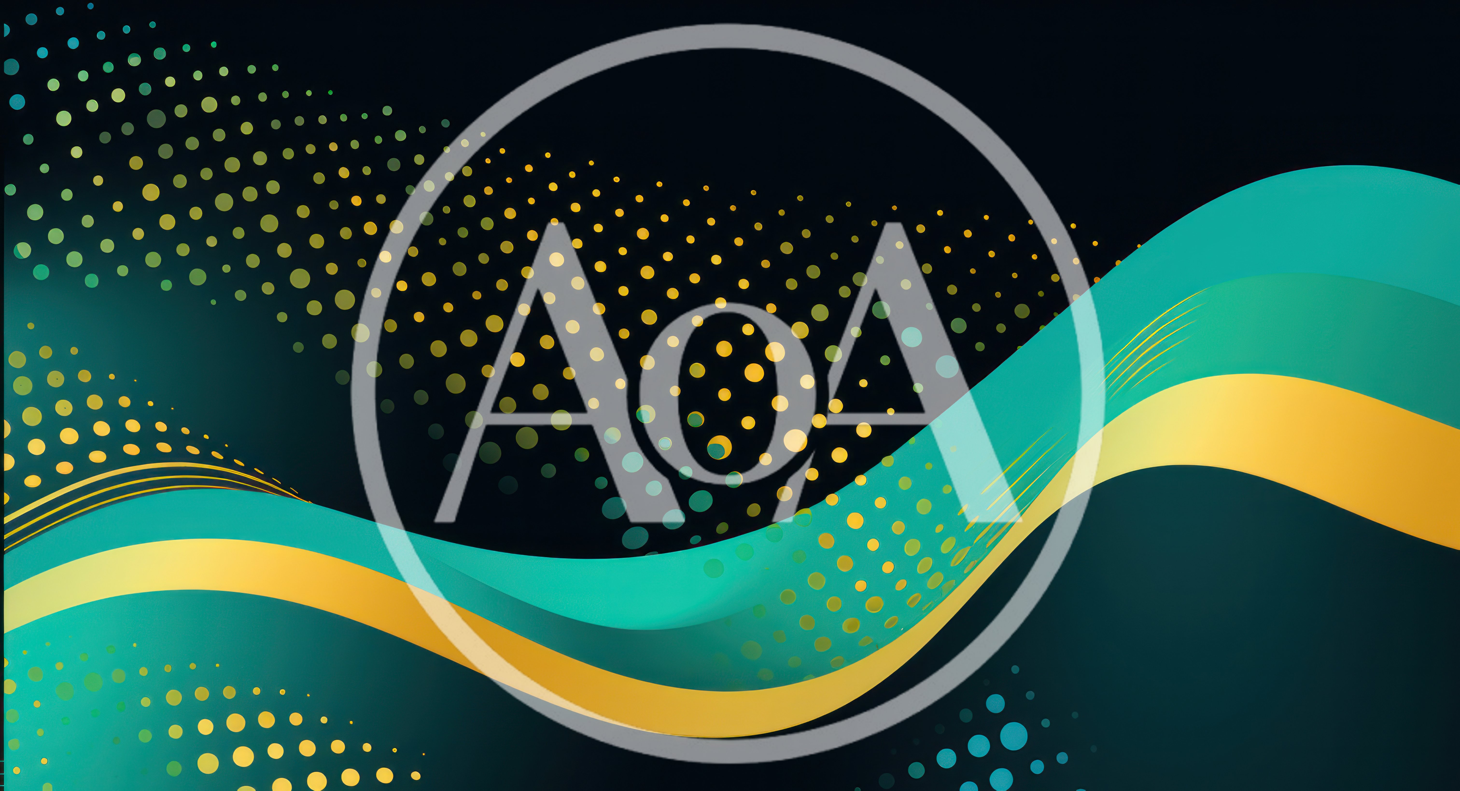 Abstract Teal And Gold Wavy Background With Halftone Dots