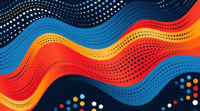 Abstract Wavy Background With Colorful Halftone Dots
