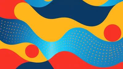 Abstract Wavy Background With Geometric Shapes And Dots
