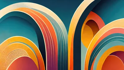 Abstract Geometric Arches With Vibrant Colorful Layers