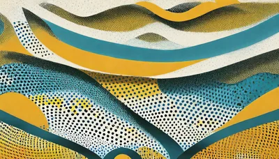 Abstract Geometric Pattern With Teal And Yellow Waves