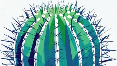 Stylized Graphic Illustration Of A Round Cactus