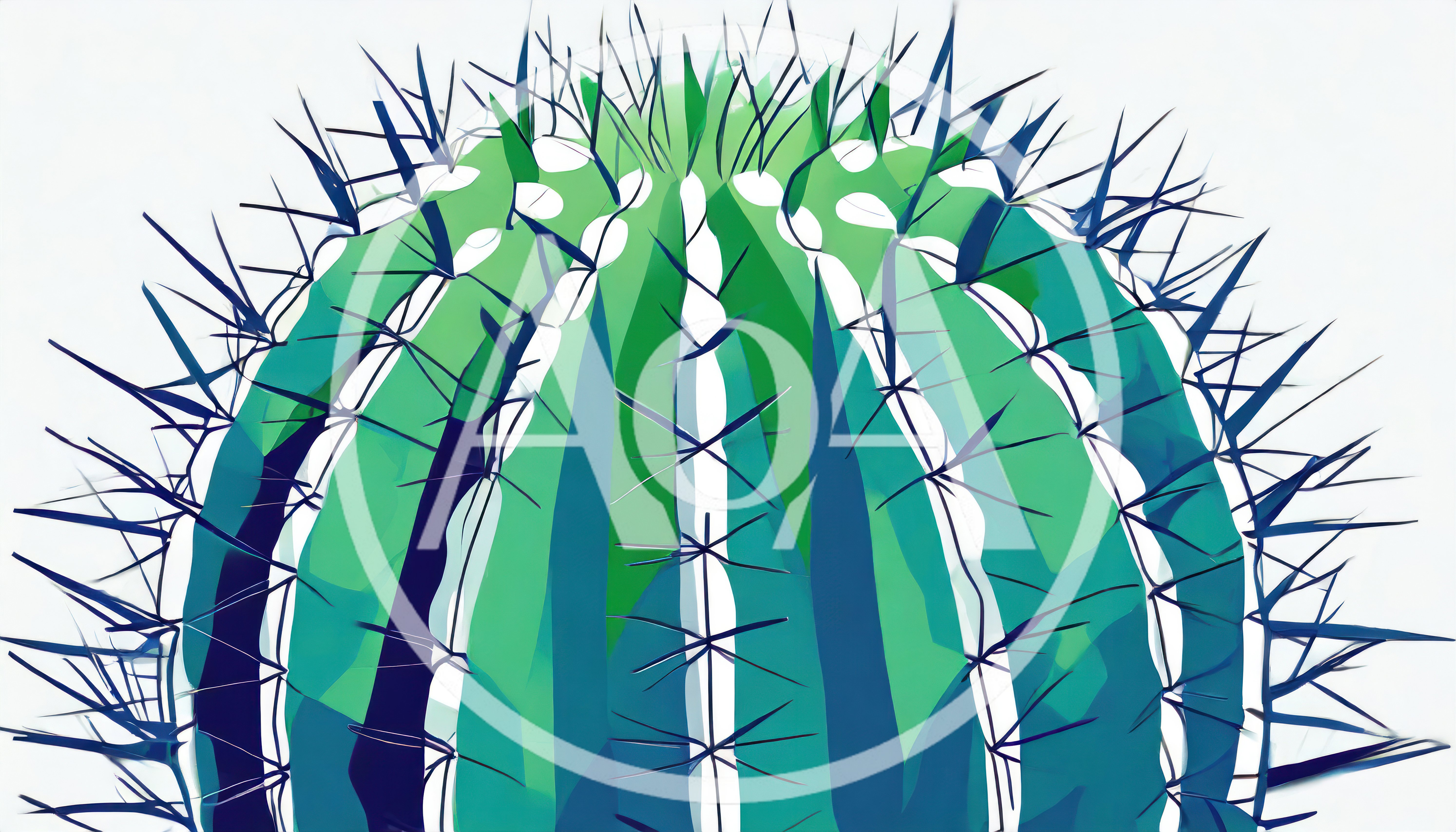 Stylized Graphic Illustration Of A Round Cactus