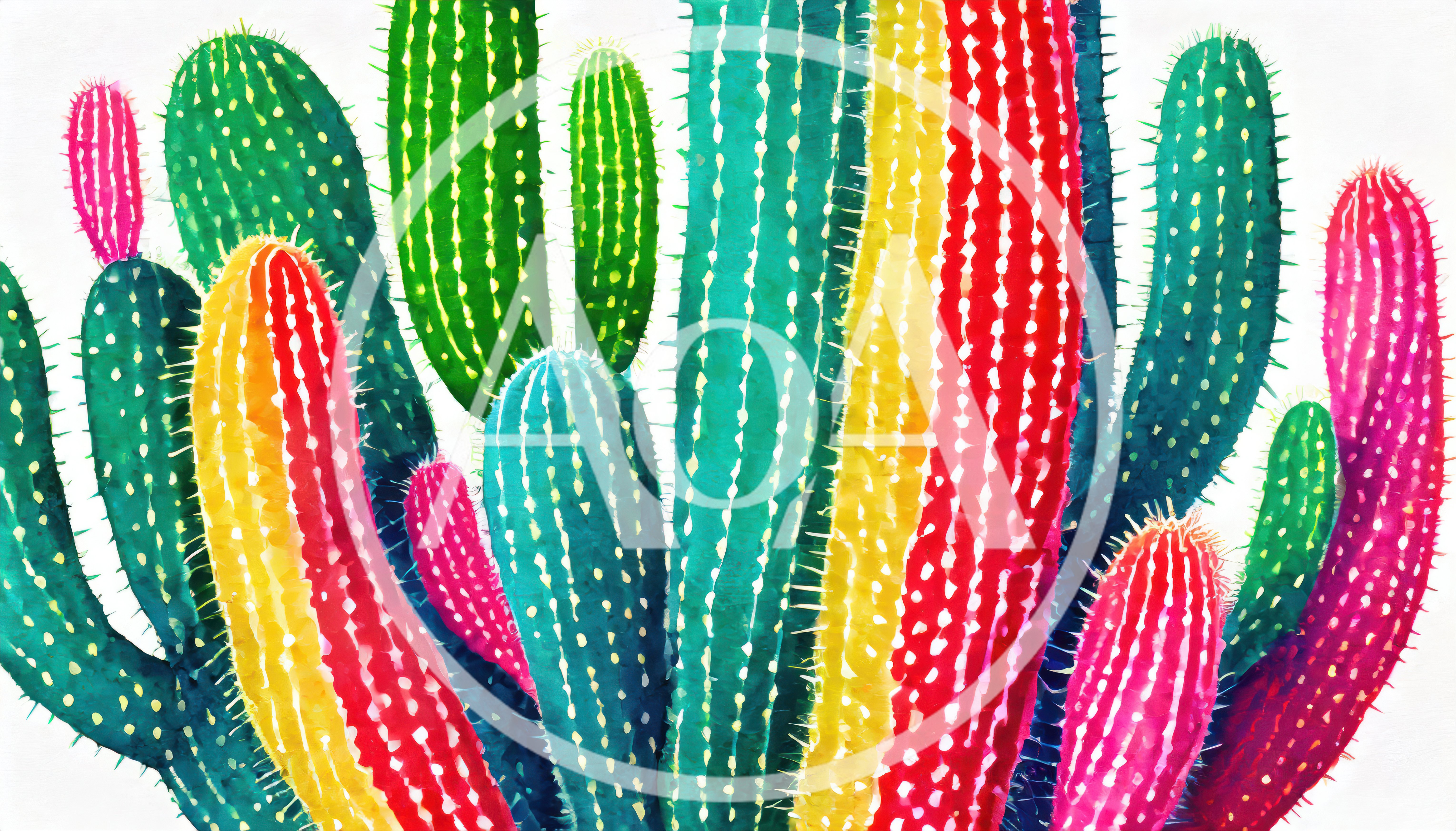 Colorful Watercolor Cactus Illustration