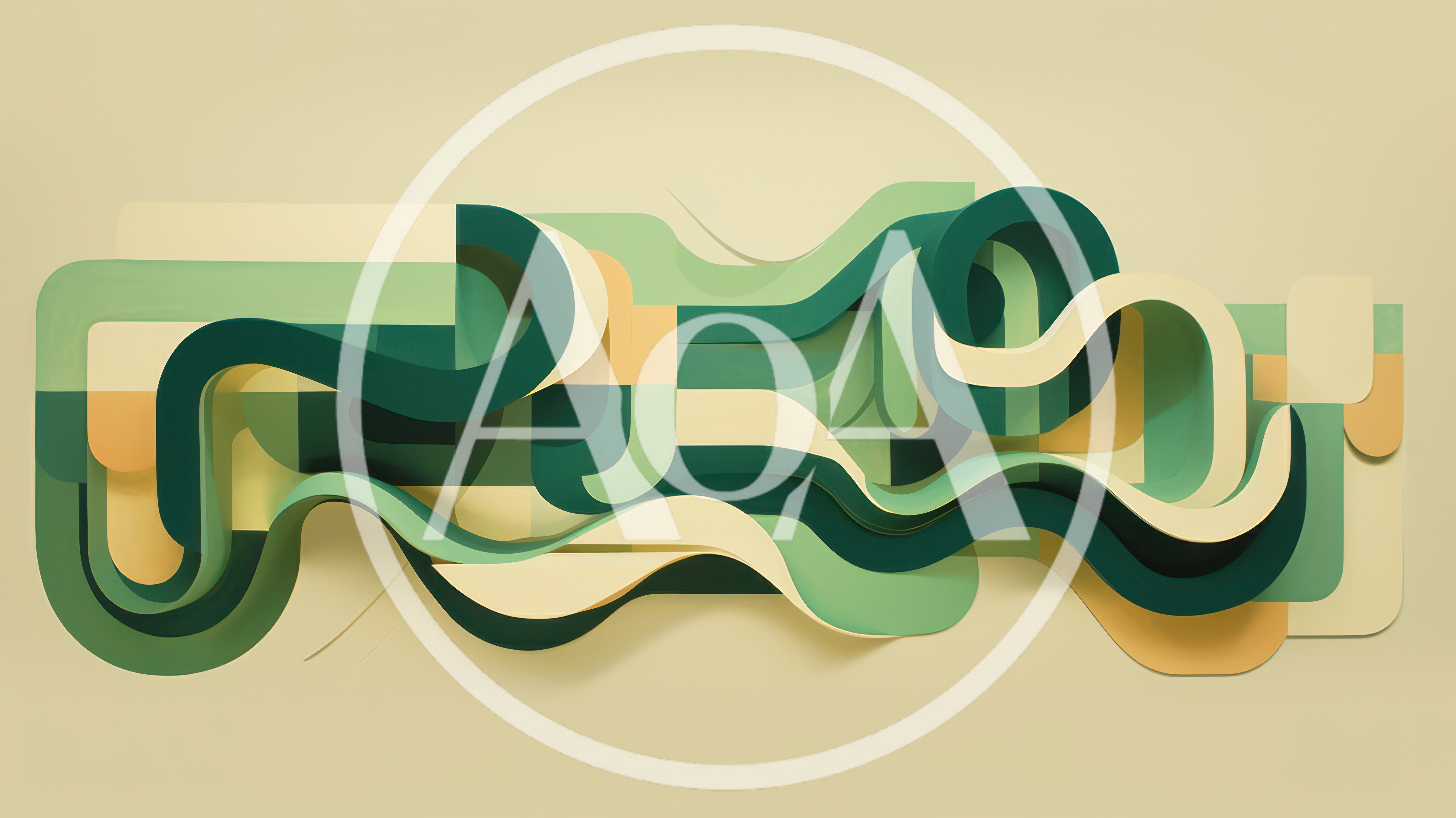 Abstract 3D Wavy Geometric Shapes in Green Tones