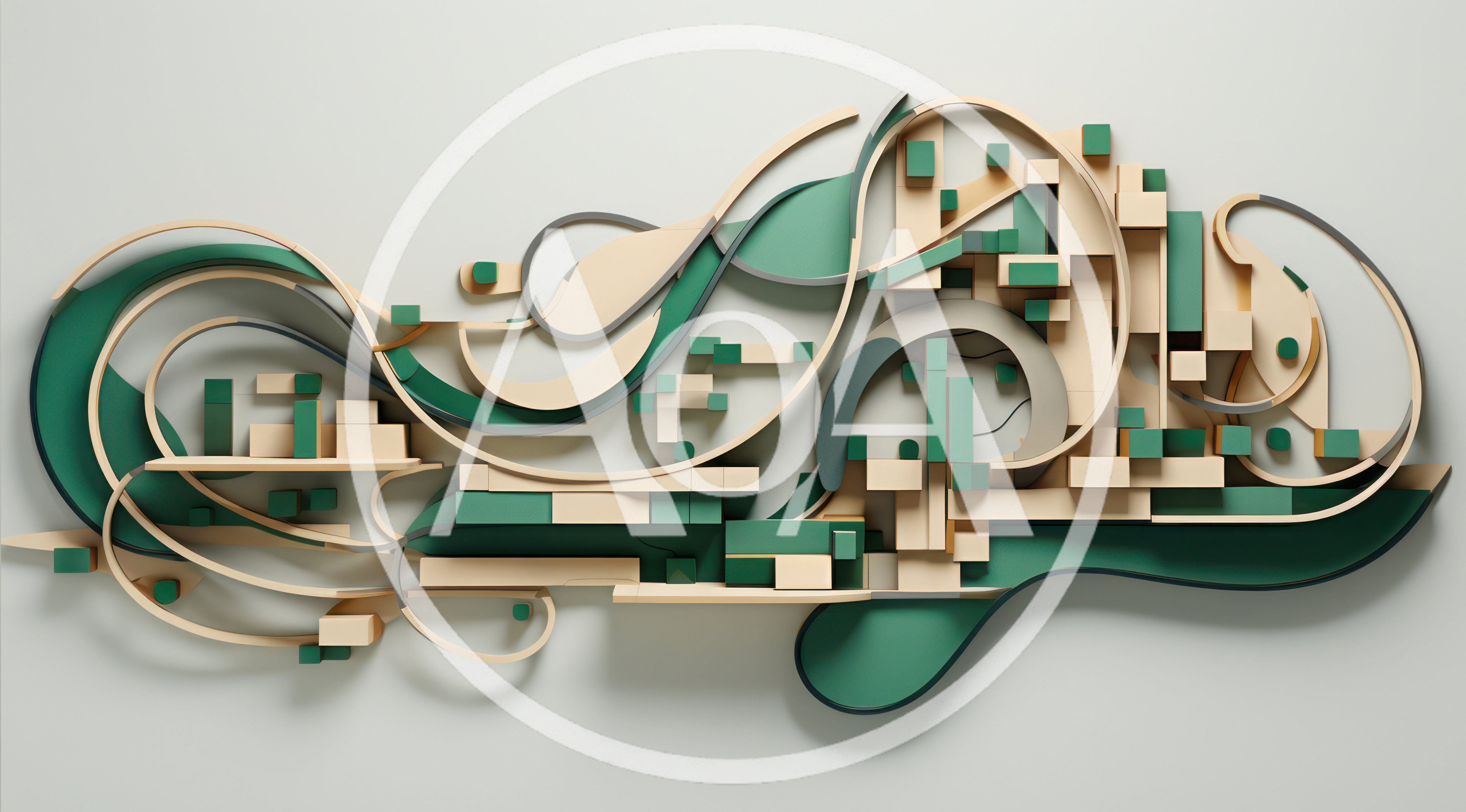 Abstract 3D Geometric Sculpture With Curving Forms