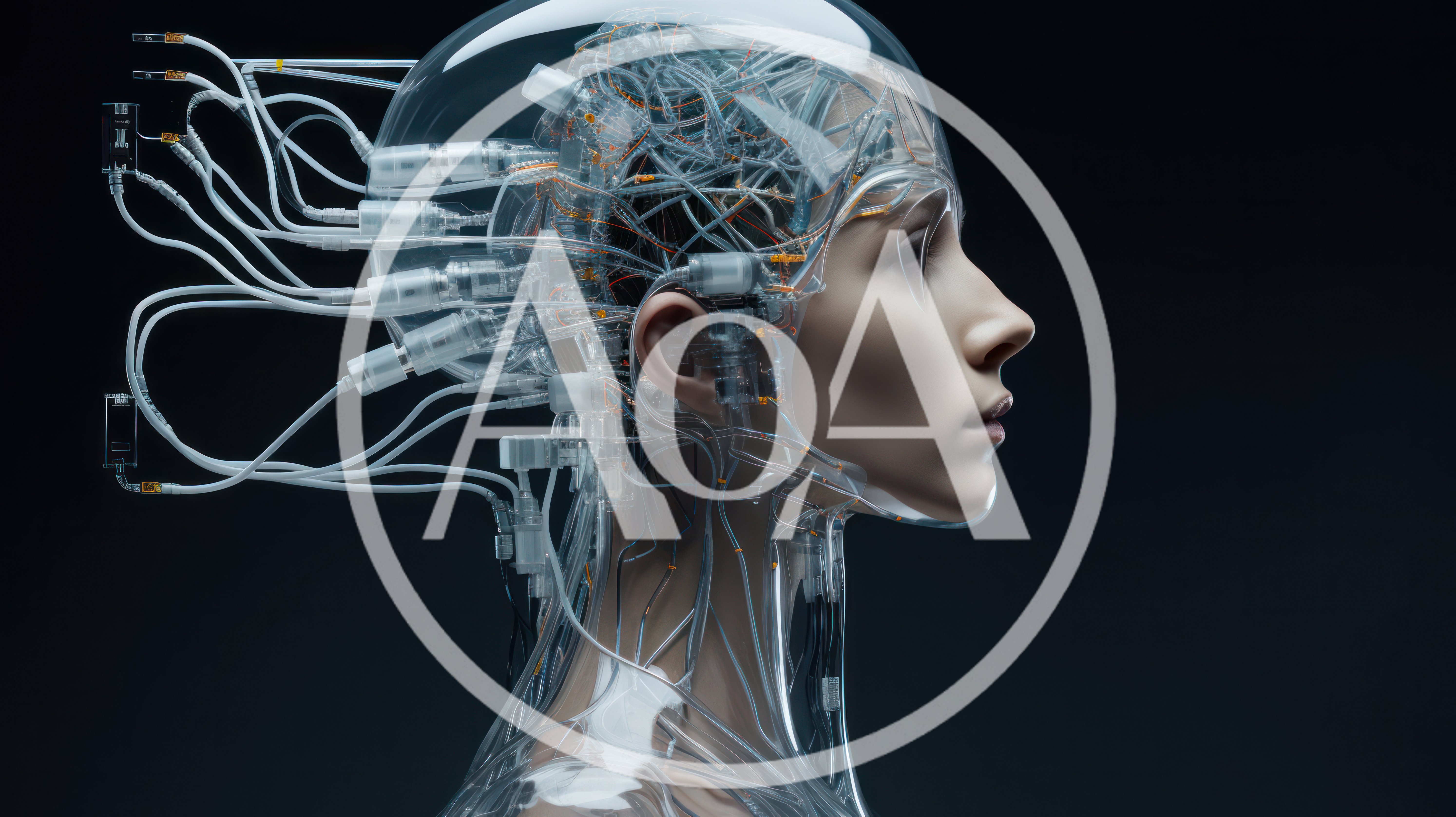 Cyborg Human Head With Transparent Neural Interface