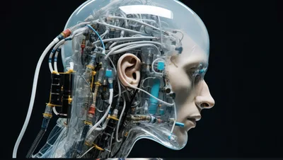 Profile View Of A Futuristic Cyborg Head
