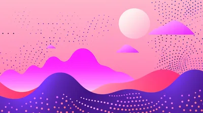 Abstract Digital Landscape With Vibrant Pink And Purple Waves