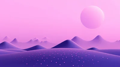 Abstract 3D Landscape With Purple Hills And Glowing Dots