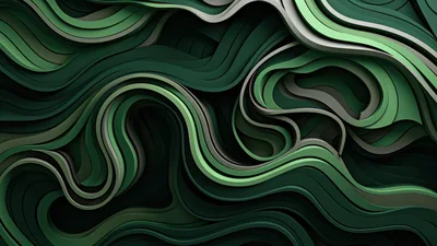 Abstract Green Wavy Paper Cut Layers Background