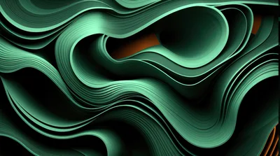 Abstract Green Wavy Paper Layers Background