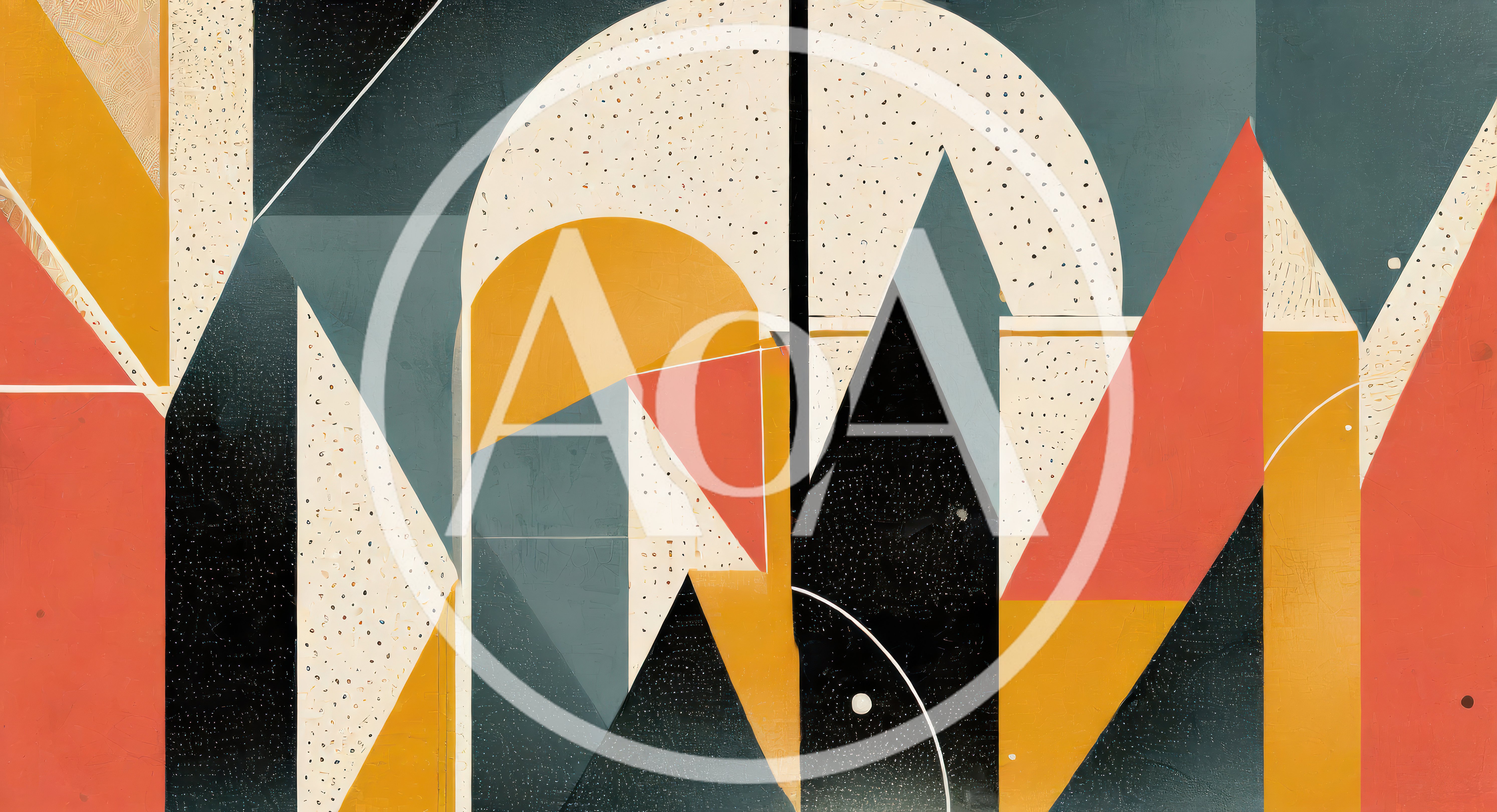 Abstract Geometric Composition With Mid Century Modern Shapes