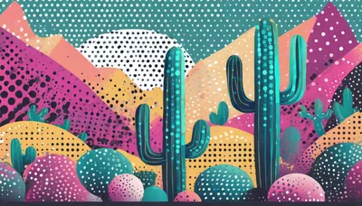 Abstract Pop Art Desert Landscape With Cacti