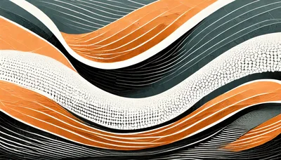 Abstract Wavy Lines With Orange And White Textures