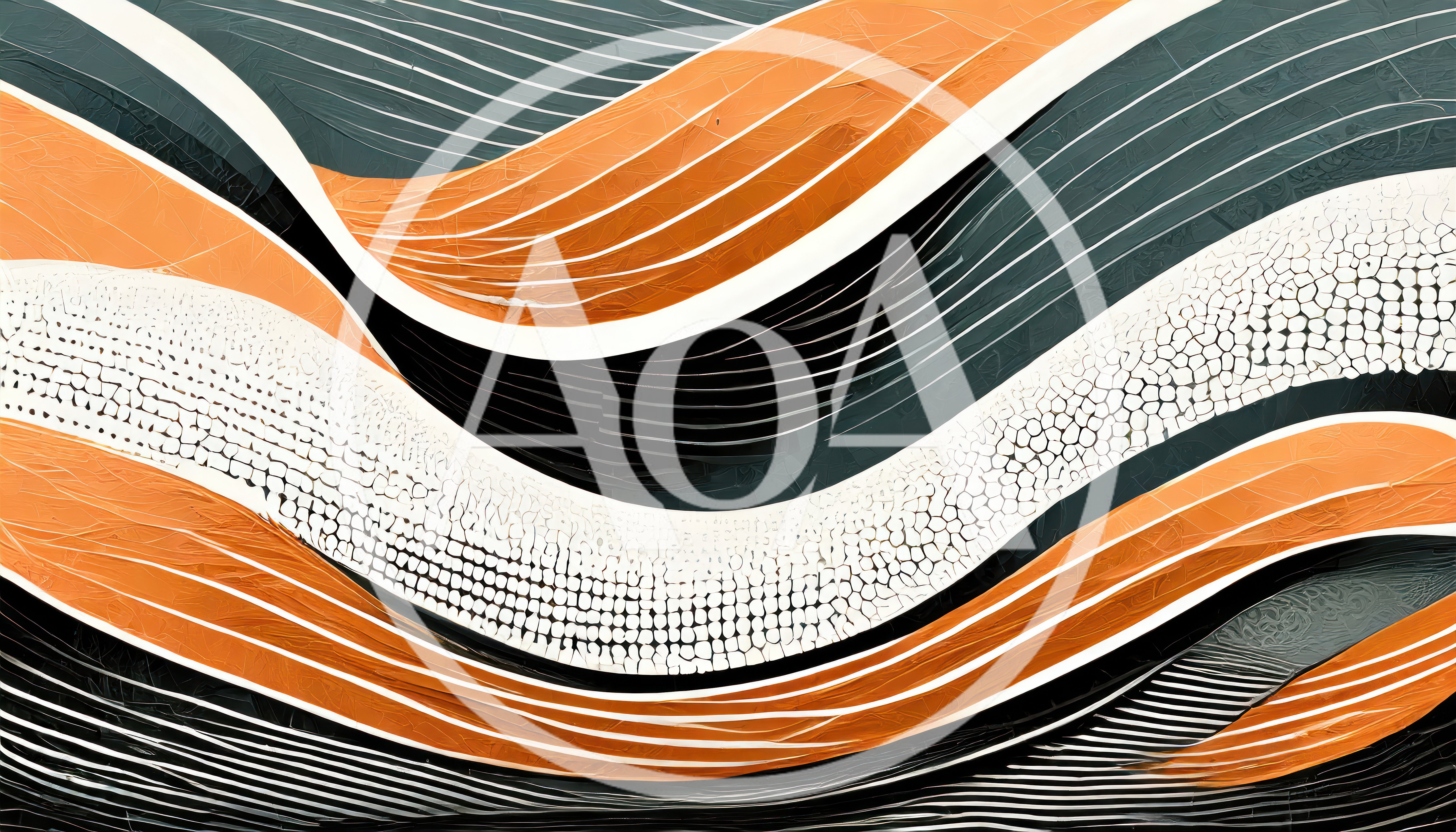 Abstract Wavy Lines With Orange And White Textures