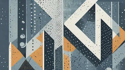 Abstract Geometric Pattern With Polka Dots And Shapes