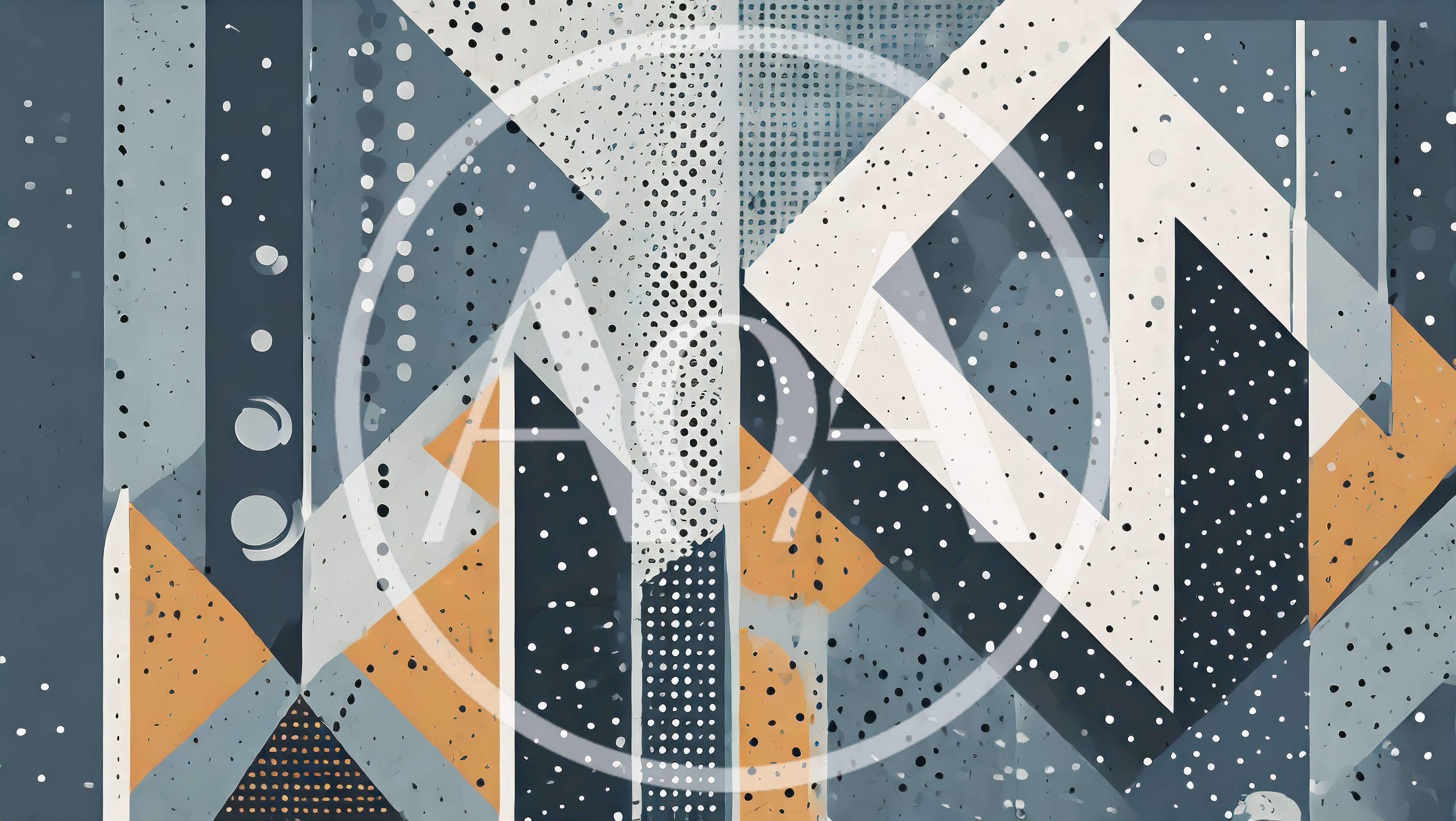 Abstract Geometric Pattern With Polka Dots And Shapes
