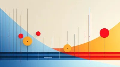 Abstract Geometric Composition With Circles And Vertical Lines