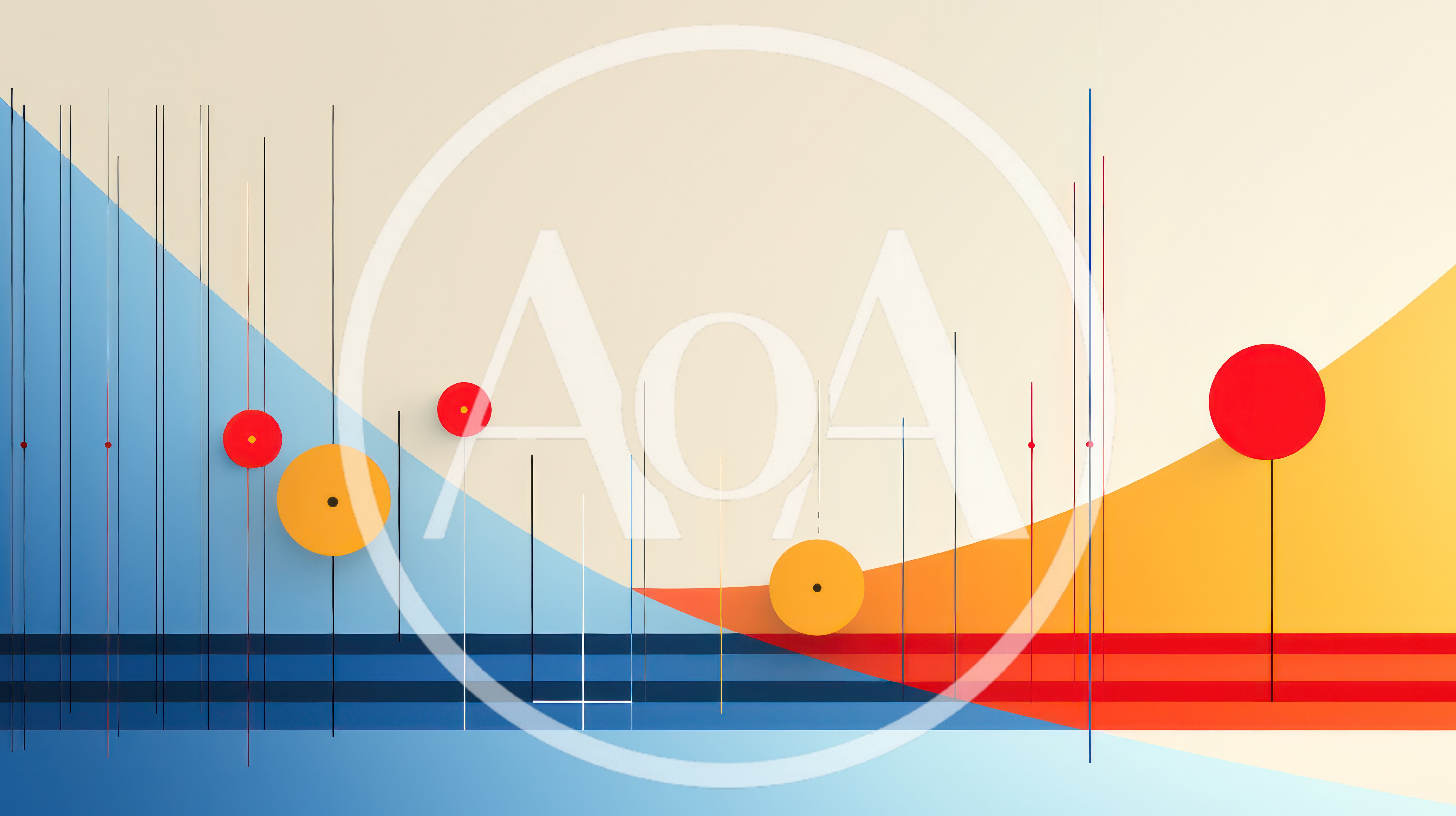 Abstract Geometric Composition With Circles And Vertical Lines