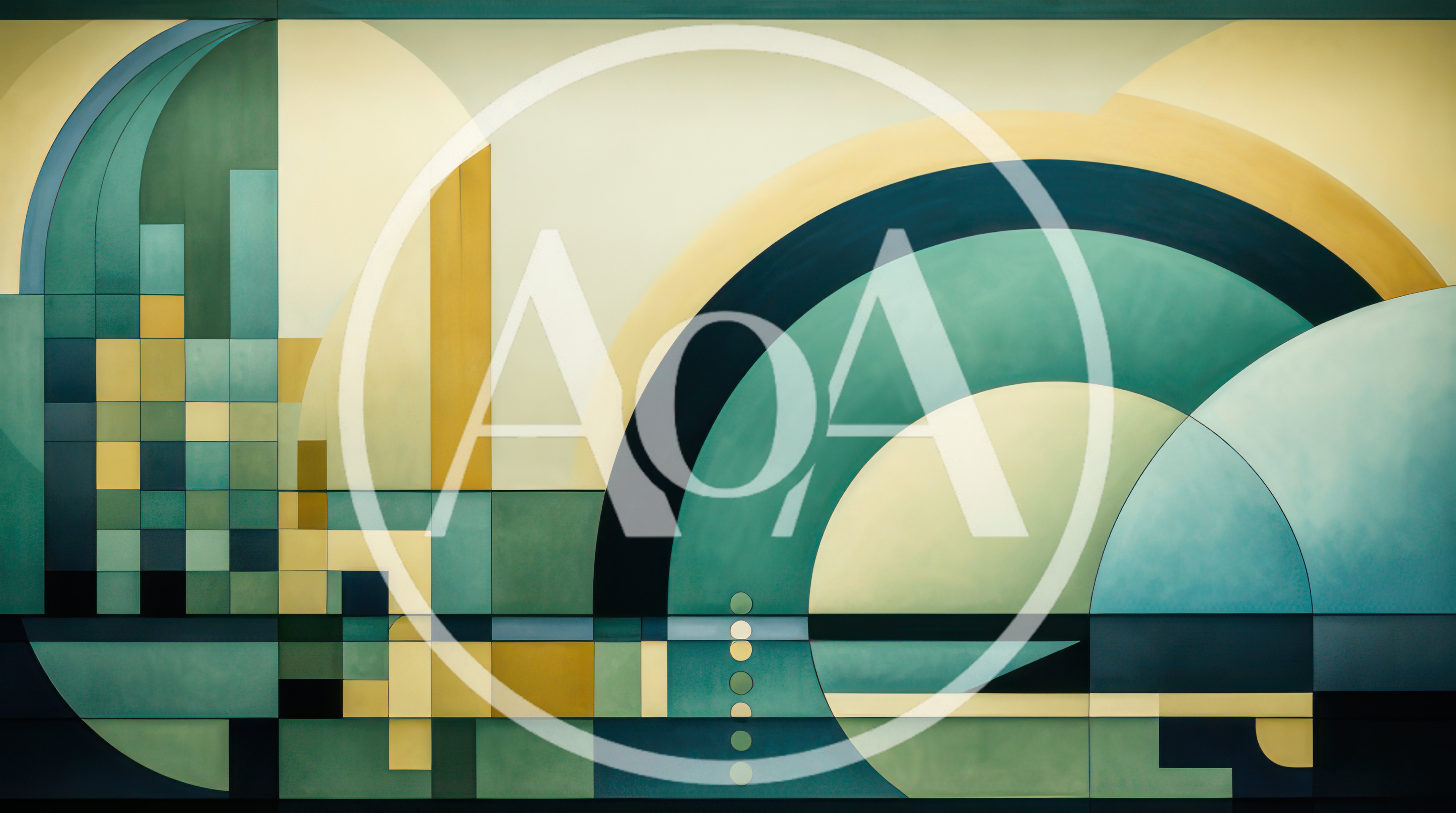 Abstract Art Deco Geometric Mural With Circular Patterns