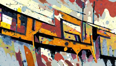 Abstract Graffiti Art With Bold Yellow And Black Lines