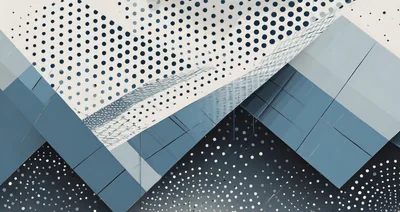 Abstract Geometric Pattern With Polka Dots And Blue Panels