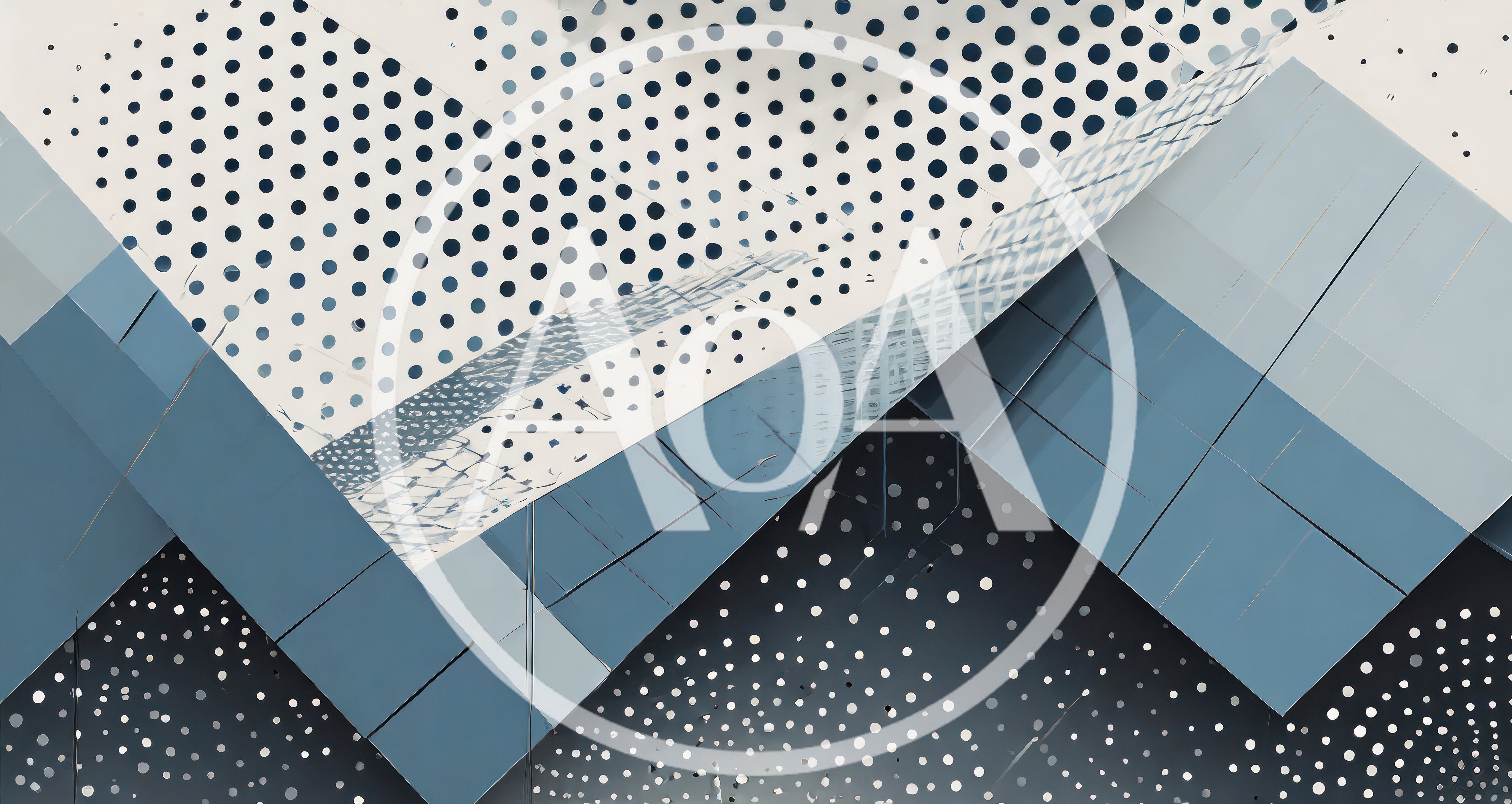 Abstract Geometric Pattern With Polka Dots And Blue Panels