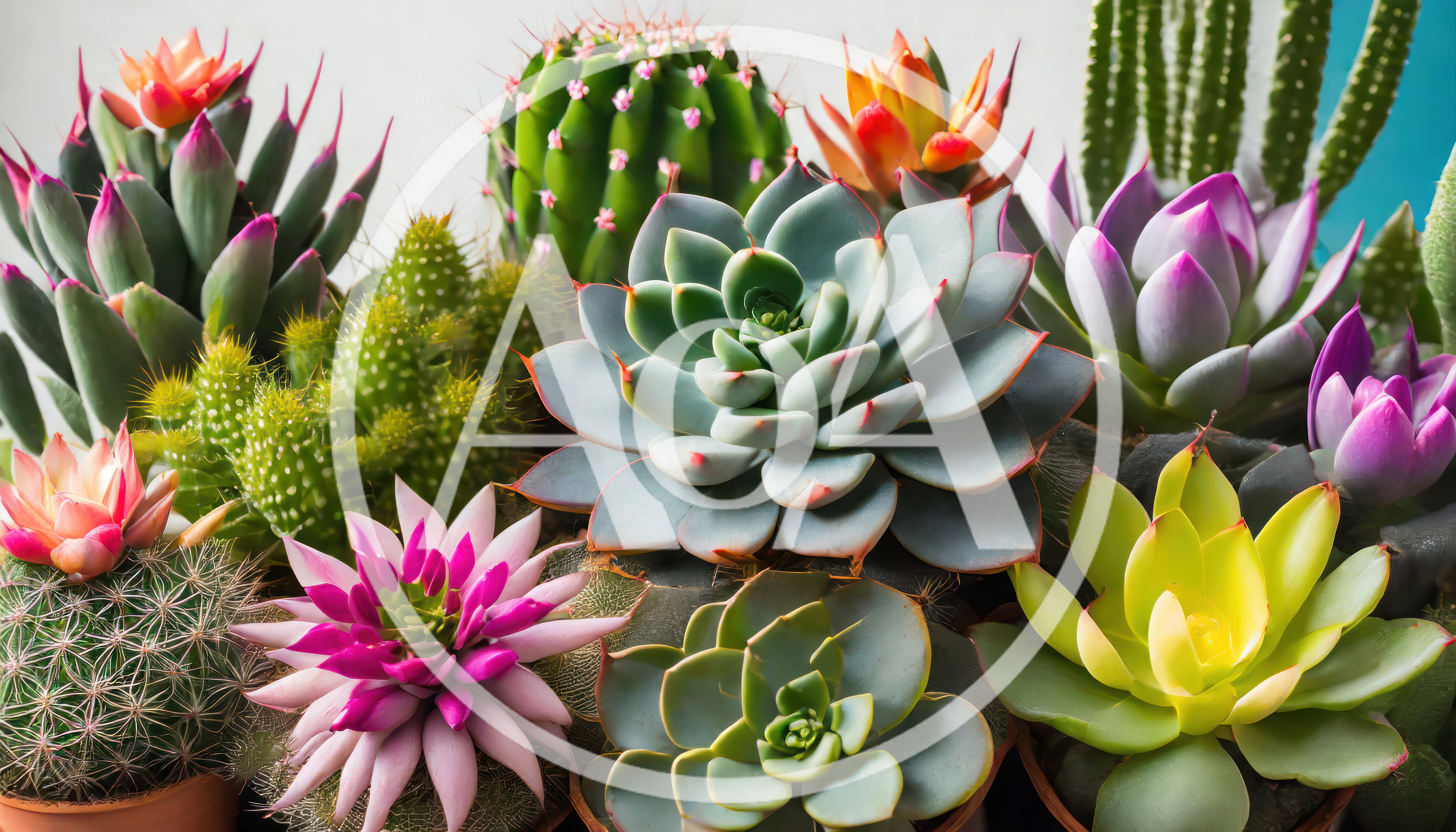 Collection Of Vibrant Potted Succulents And Cacti