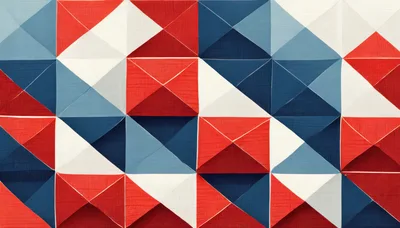 Abstract Geometric Pattern With Red Blue And White Triangles