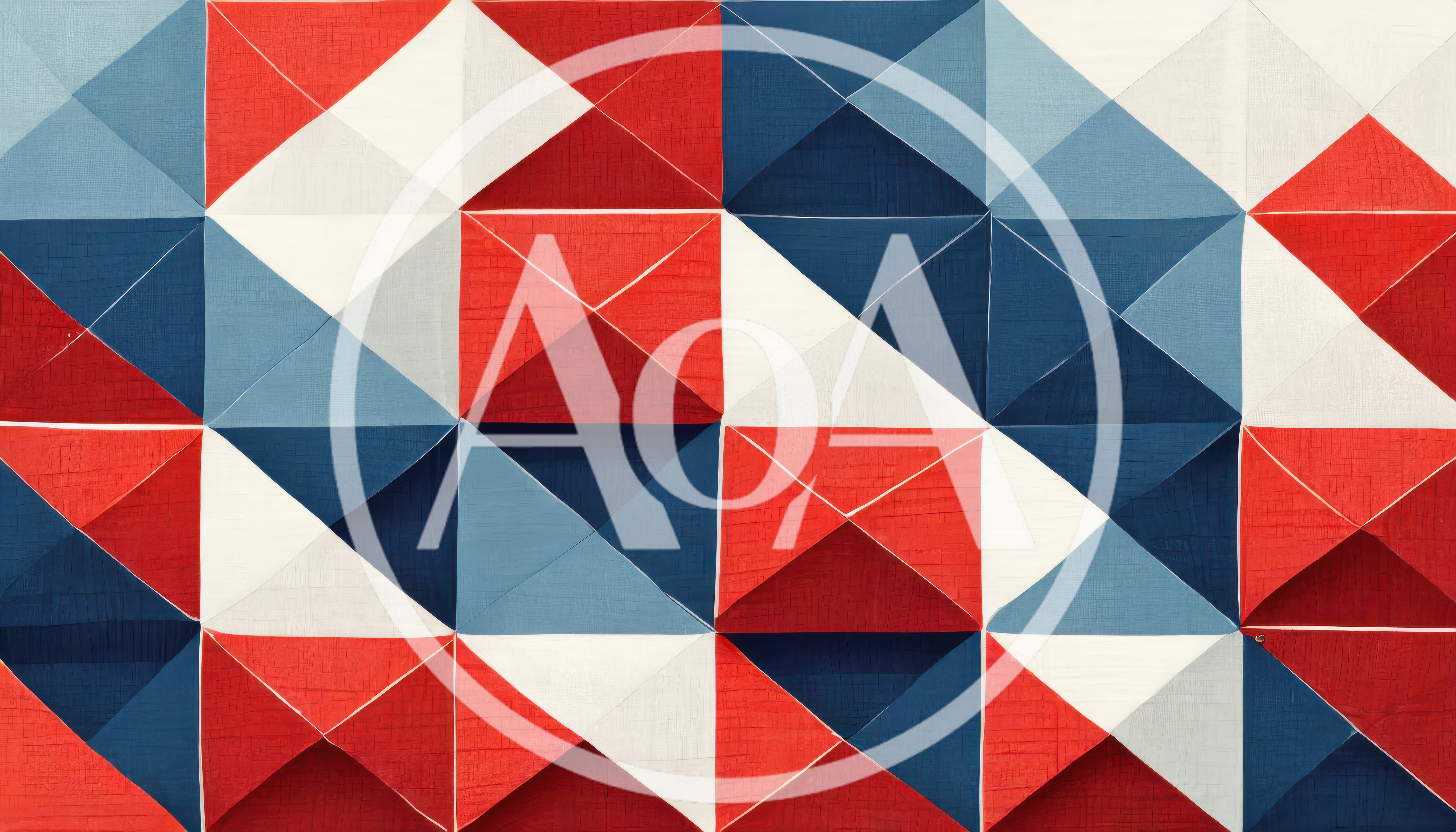 Abstract Geometric Pattern With Red Blue And White Triangles