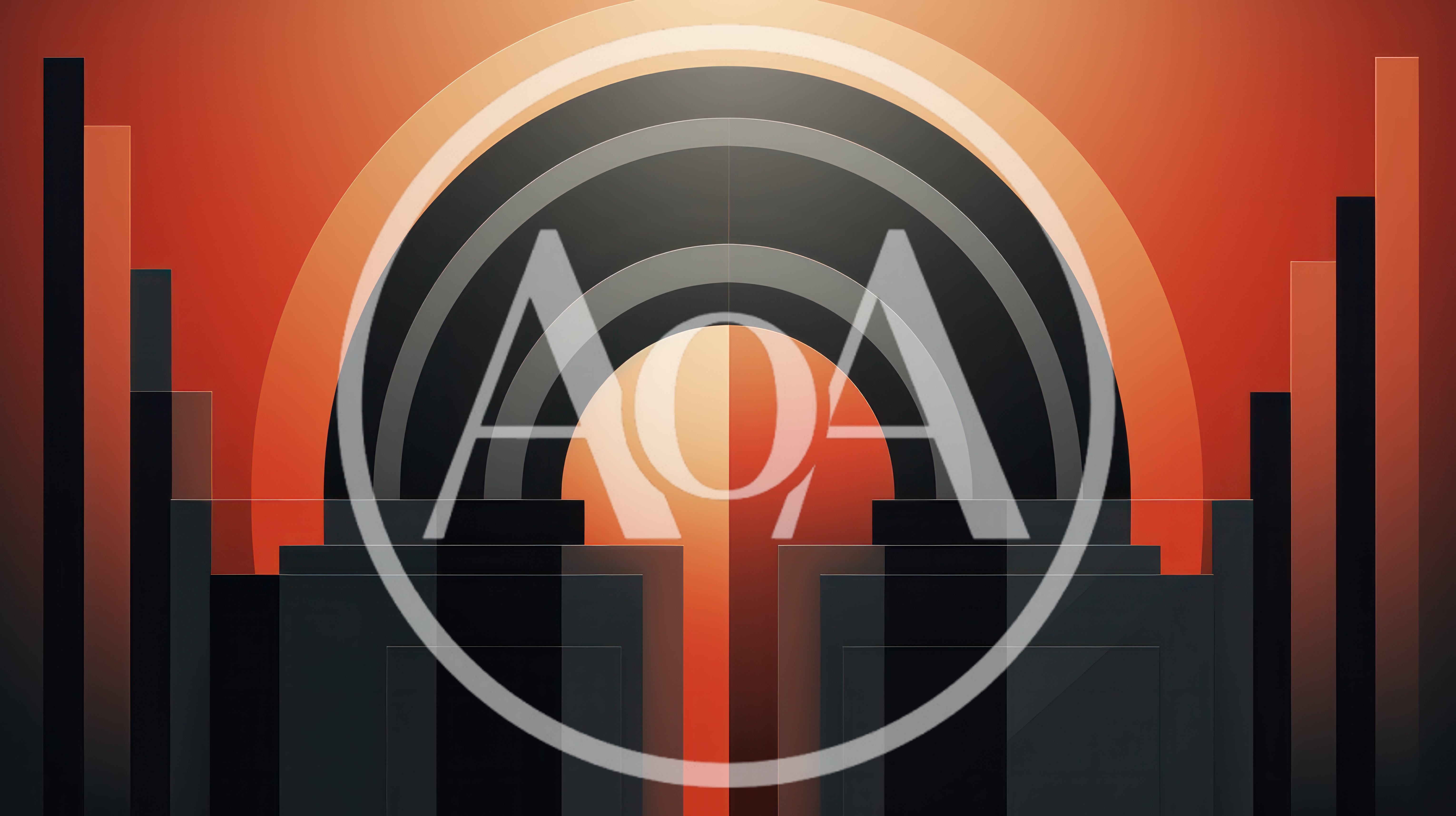 Abstract Geometric Cityscape With Concentric Arches