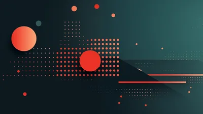Abstract Geometric Background With Red Circles And Dots