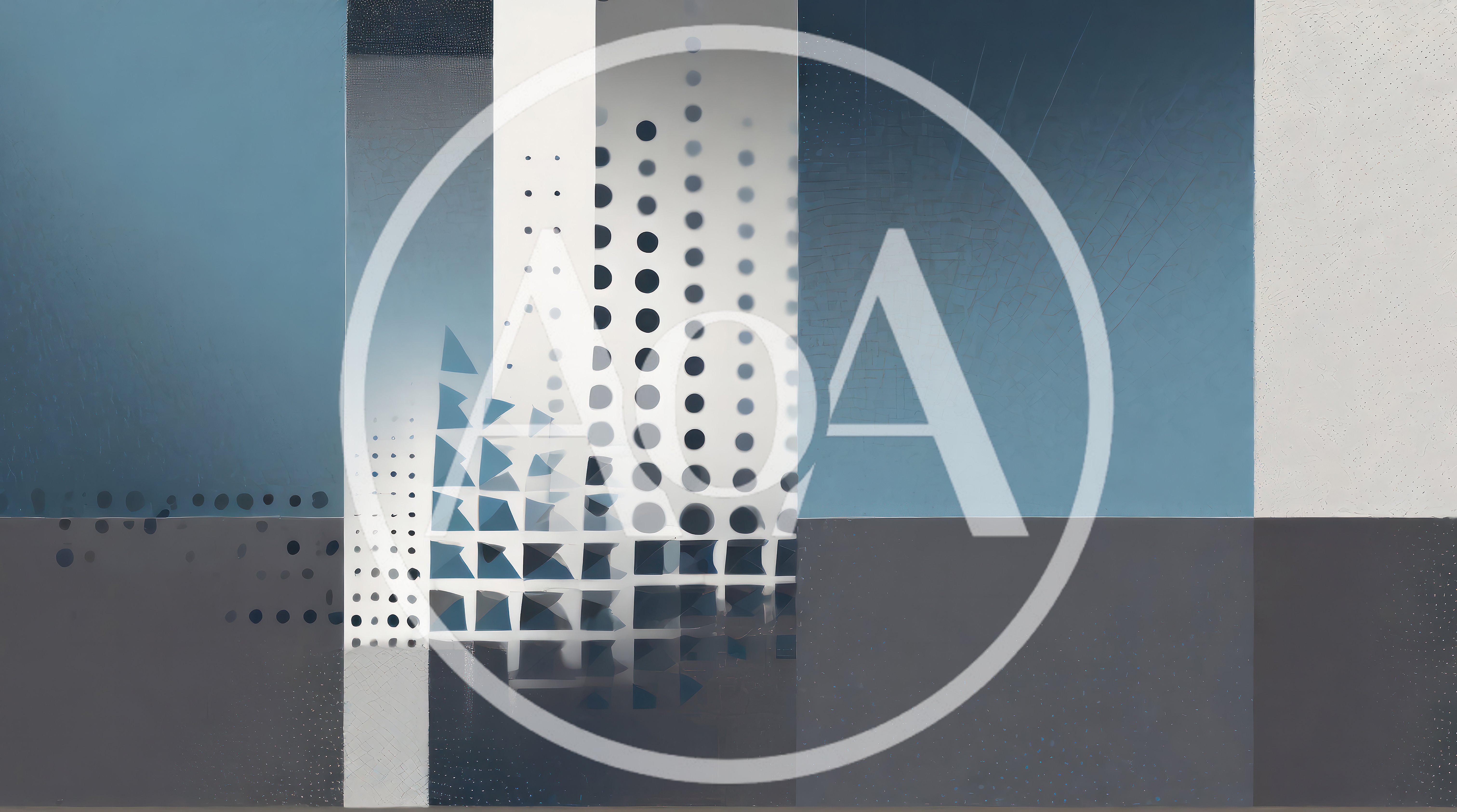 Abstract Geometric Composition With Halftone Dots And Triangles
