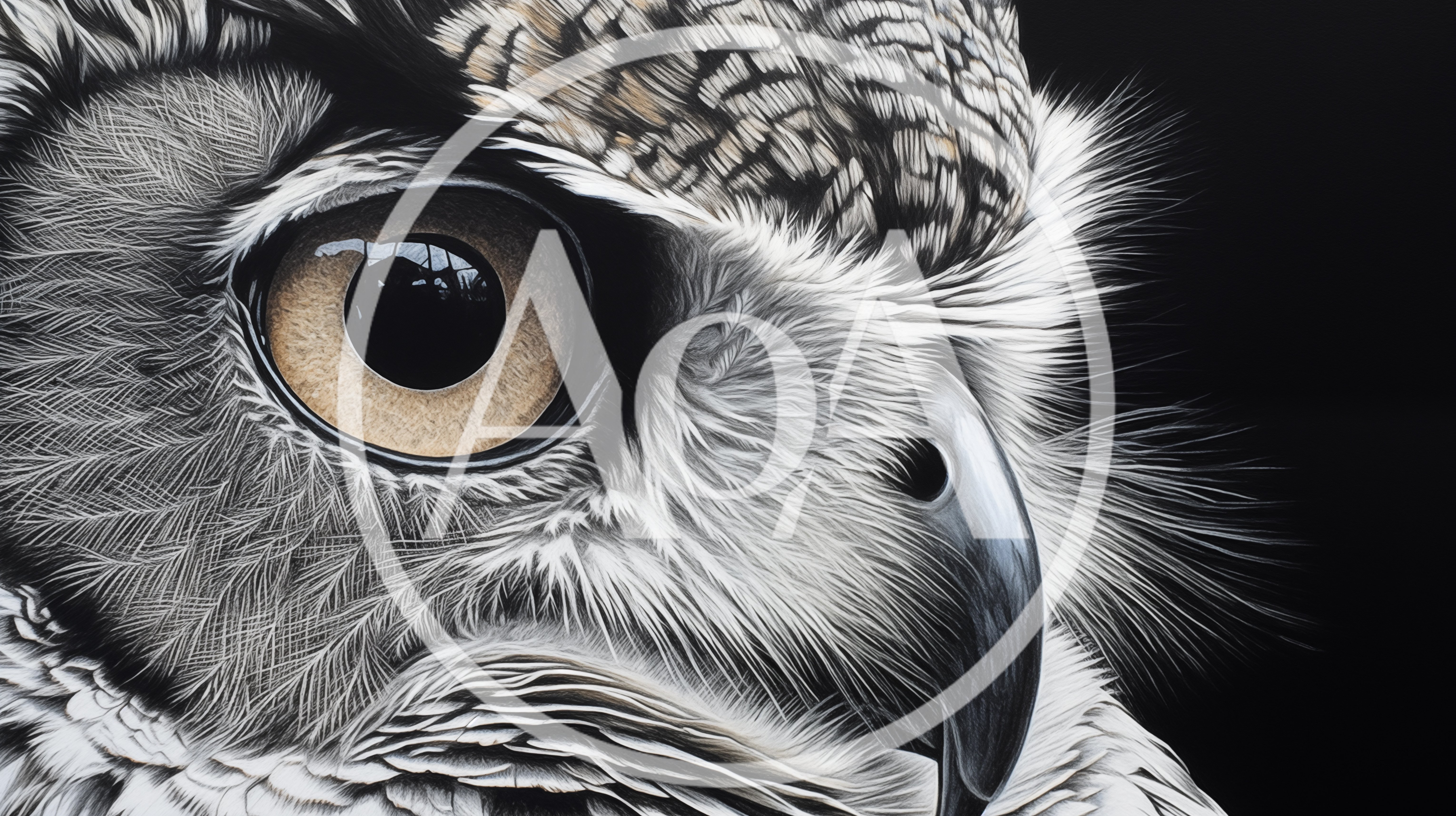 Close Up Portrait Of A Great Horned Owl