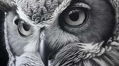Close Up Portrait Of A Great Horned Owl