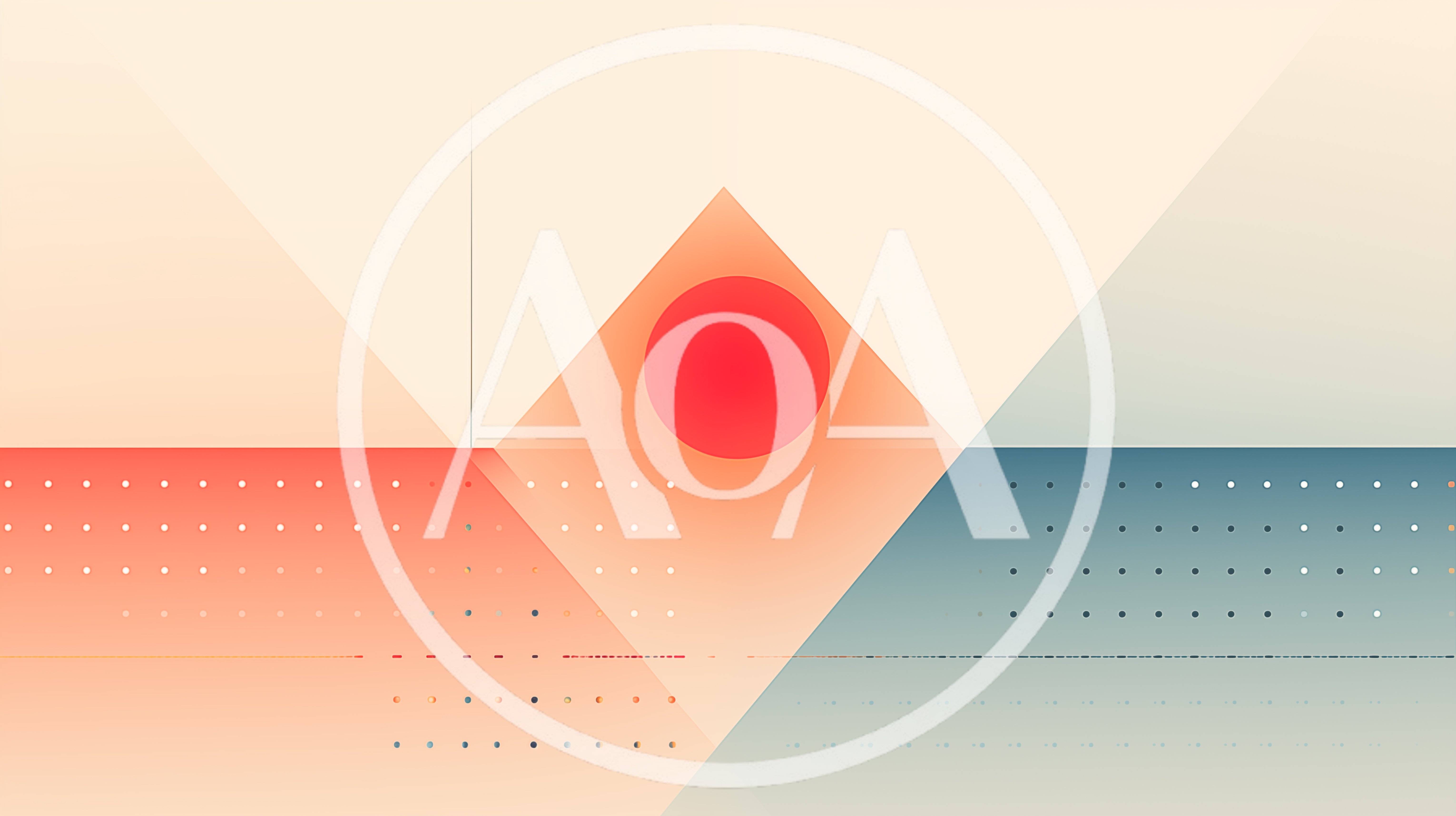 Abstract Geometric Composition With Red Circle And Grid