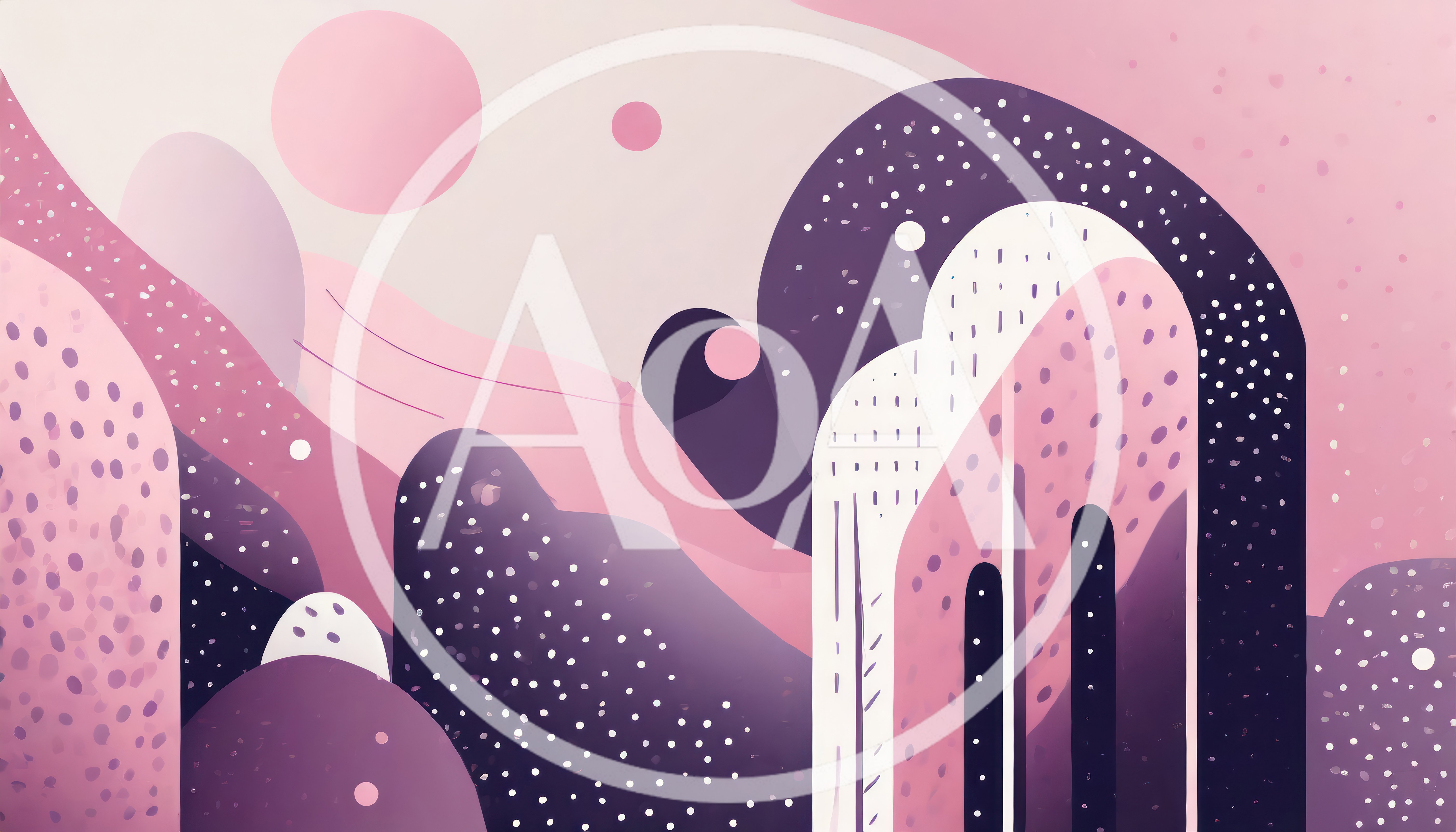 Abstract Pink And Purple Geometric Landscape Illustration